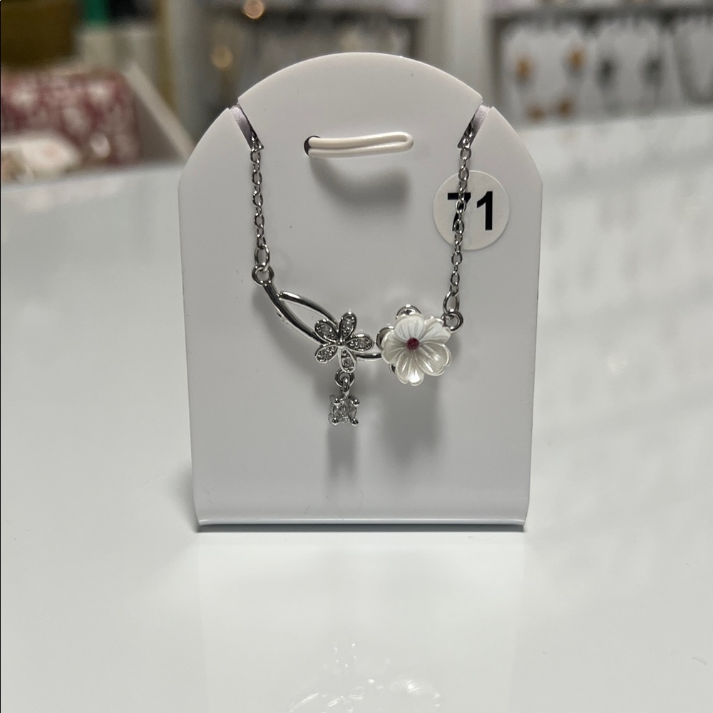Silver Floral Charm Necklace